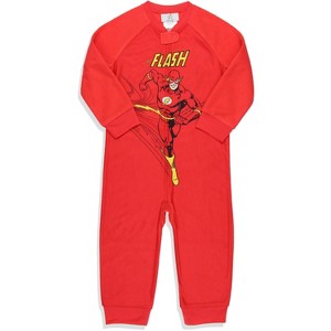 DC Toddler Boys' Classic The Flash Union Suit Footless Pajama Costume Red - 1 of 4