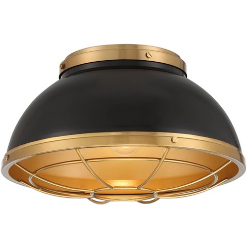 Black and brass flush deals mount light