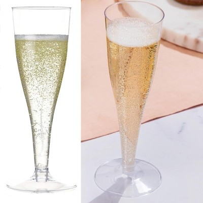 Elegant Clear Disposable Plastic Champagne Flutes, 4"W x 8"H