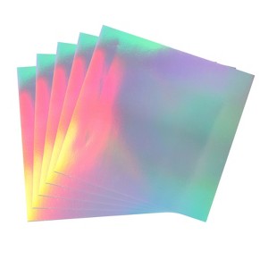 Unique Bargains Metallic Iridescent Mirror Paper Foil Board Reflective Holographic Cardstock 10 Pcs - 1 of 4