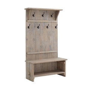 70" Castleton Mango Wood Hall Tree Driftwood - Alaterre Furniture - 1 of 4