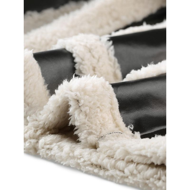 Allegra K Women's Faux Fur Paneled PU Leather Thick Parka Jacket Warm Winter Coat, 5 of 6