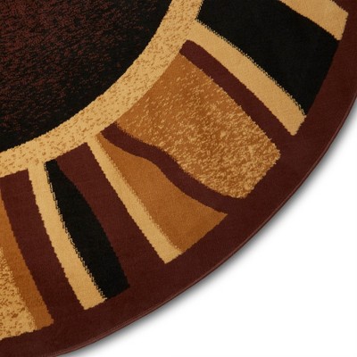 Premium Rizzy Round Brown and Beige Synthetic Area Rug