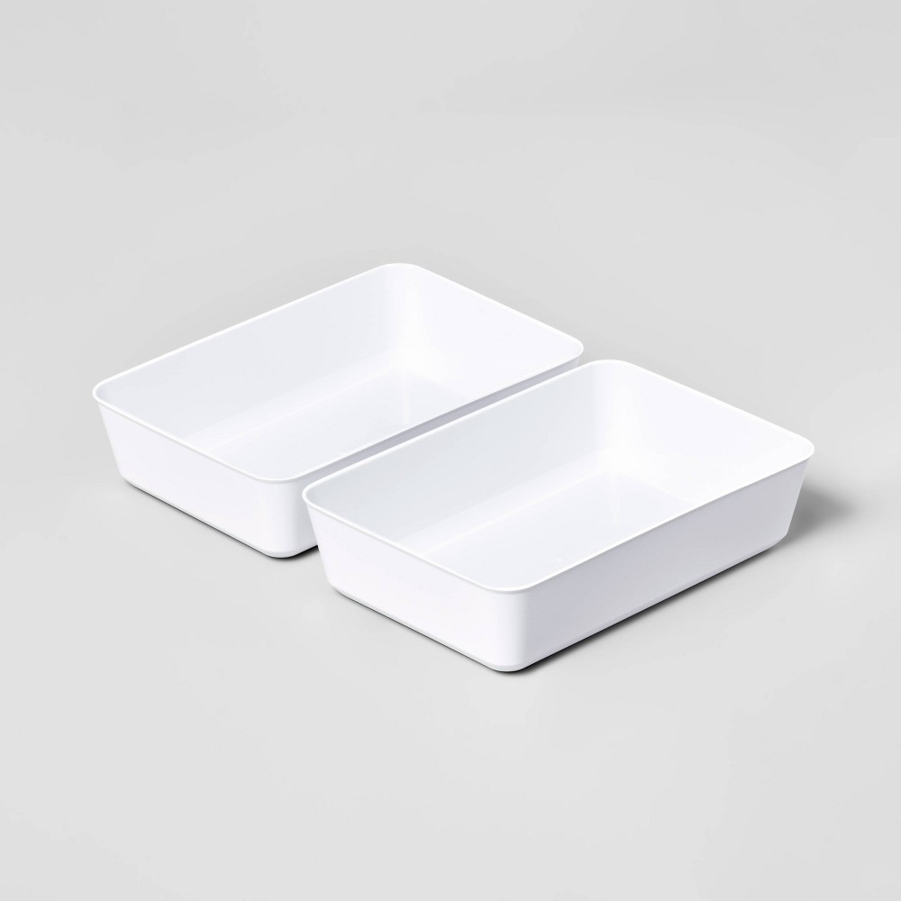 2pk Large Storage Trays White - Brightroom