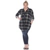 Women's Printed Plaid Roll Tab Tunic - White Mark - 2 of 4
