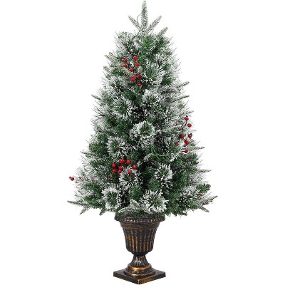 3Ft Prelit Artificial Christmas Tree with 78 Dual Color LED Imitation Fiber Optic Light, 8 Mode, Decor for Home, Retro Cup Pot 1Pc