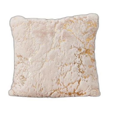 HomeRoots 22" Ivory And Gold Abstract Faux Fur Throw Pillow