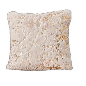 HomeRoots 22" Ivory And Gold Abstract Faux Fur Throw Pillow - 1 of 4