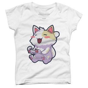 Girl's Design By Humans Anime Gamer Gaming Video Games Cat Kawaii Neko Gamer By KangThien T-Shirt - 1 of 3