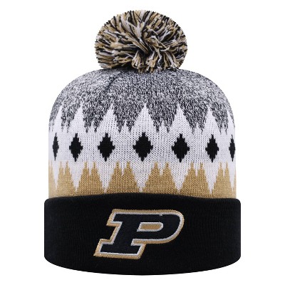 NCAA Purdue Boilermakers Men's Jagged Knit Cuffed Beanie with Pom