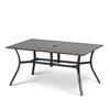Aoodor Patio Dining Table for 6 People,  59"L x 38"W Rectangular Metal Outdoor Dining Table with Adjustable Umbrella Hole - 2 of 4