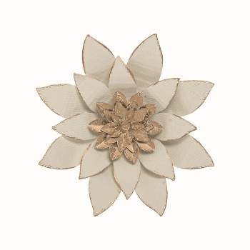 9.5 x 9.5 inch White Metal Layered Lotus Flower Wall Décor - Foreside Home & Garden