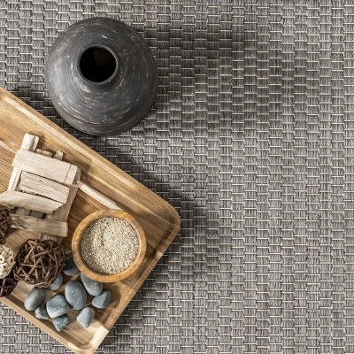 Gris Gray 3' x 5' Reversible Synthetic Indoor/Outdoor Area Rug