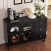 47.2" Sideboard Buffet Cabinet with 3 Drawers & Fluted Glass Doors, Coffee Bar for Kitchen, Dining Room & Living Room, Black - 4 of 4