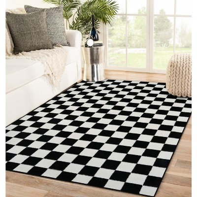 Luxe Weavers Checkered Black And White Geometric 5x7 Area Rug : Target