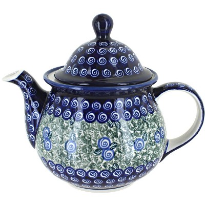 Blue Rose Polish Pottery Seaside Swirl Large Teapot