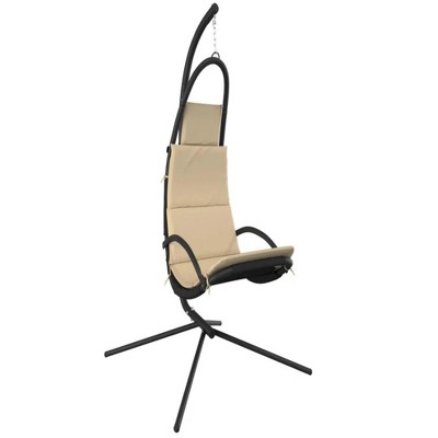 41.7"Garden Swing Chair with Cushion Cream Oxford Fabric and Steel