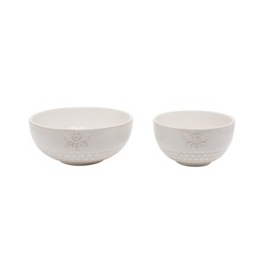 VIP Dolomite 7.28 in. White Honey Bee Nested Bowls Set of 2 - 1 of 2