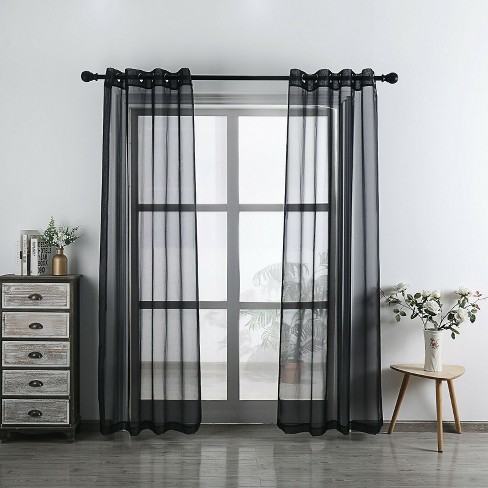 Kate Aurora 2 Piece Designer Sheer Voile Grommet Top Window Curtains - image 1 of 2