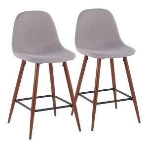 Fabric & Metal Mid-Century Modern Counter Stool (Set of 2) with Upholstered Seat and Backrest for Kitchen, Bar, or Counter Area - 1 of 4