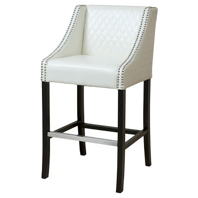 28" Milano Quilted Bonded Leather Barstool - Ivory Christopher Knight Home