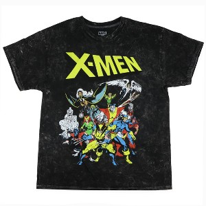 Seven Times Six Marvel X-Men T-Shirt Men's Retro Character Collage Acid-Washed Tee Black - 1 of 3