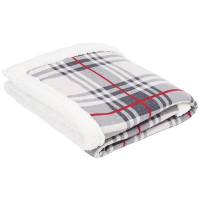 Ribbon Throw Blanket - HOL2017 - Grey/Red - 50" x 60" - Safavieh