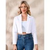 Women’s Cropped Blazer Business Casual Open Front Long Sleeve One Button Jacket - 2 of 4