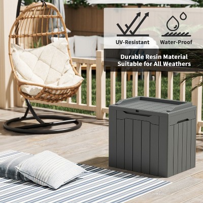 Gray Polypropylene Lockable Outdoor Deck Box with Seat