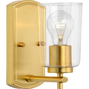 Progress Lighting Adley 1-Light Bath Wall Light, Satin Brass, Clear Glass Shade - 1 of 4