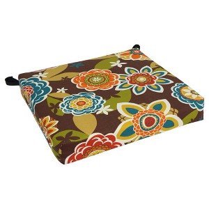 Blazing Needles, 20-inch by 19-inch Patterned Outdoor Spun Polyester Chair Cushion, Montfleuri Sangria - 1 of 2