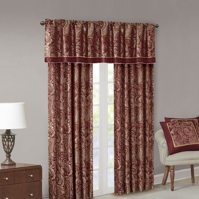 Burgundy Jacquard Paisley Rod Pocket Window Valance