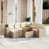 vidaXL Garden Sofa Set Beige PE rattan 8 Piece Set Adjustable Armrests - 2 of 4