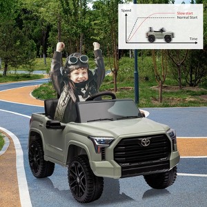 Electric Car for Kids, Licensed Toyota Tundra 12V Electric Truck, Off-Road Kids Car w/Remote, Spring Suspension & 3 Speeds, LED Headlights - 1 of 4