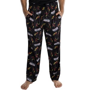 Marvel Men's Iron Man Retro Allover Print Loungewear Pajama Pants Black - 1 of 4