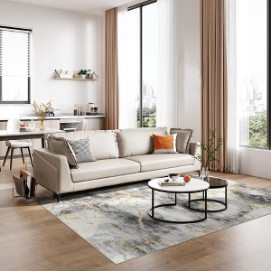 Washable Printed Floor Carpet, Contemporary Area Rugwith Non Slip Backing Low Pile Soft Marble  Foldable Rug for Living Room,Office,Bedroom - 1 of 4