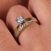 GILDED 1/2 ct. T.W. Lab Diamond (SI1-SI2 Clarity, F-G Color) and 14KT Gold Plating Over Sterling Silver Engagement Ring Set - 4 of 4