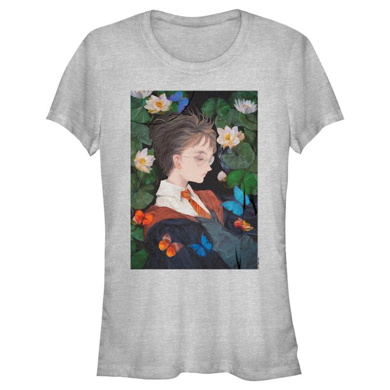 Juniors Womens Harry Potter Artistic Harry in Lily Pads T-Shirt, 1 of 5