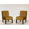 Velvet Mid-Century Modern Accent Chairs Set of 2 with Channel Tufting, Plush Seat and Solid Wood Legs - 3 of 4