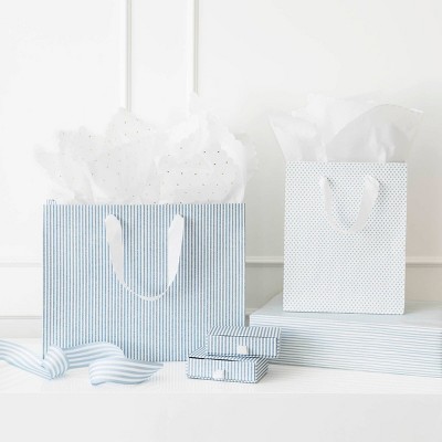 Chambray Ticking Striped Medium Gift Bag - Sugar Paper&#8482; + Target