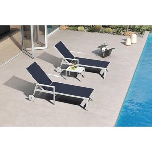 PURPLE LEAF Outdoor Chaise Lounge Set Adjustable Recliner with Side Table Aluminum Outdoor Lounger - 1 of 4