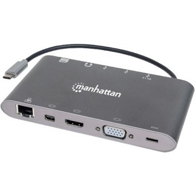 Manhattan SuperSpeed USB-C to 7-in-1 Docking Station - for Notebook/Tablet PC/Desktop PC/Smartphone - 60 W - USB Type C - 5 x USB Ports - 3 x USB 3.0