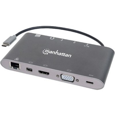 Manhattan SuperSpeed USB-C to 7-in-1 Docking Station - for Notebook/Tablet PC/Desktop PC/Smartphone - 60 W - USB Type C - 5 x USB Ports - 3 x USB 3.0