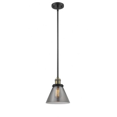 Cone - 1 Light Stem Hung Mini Pendant In Industrial Style-10 Inches Tall and 8 Inches Wide