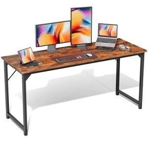 JIONJOY 63" Computer Desk - Reinforced Home Office Writing Table, Modern Simple Style - Rust - 1 of 3