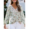 Coolmee Women's Blouses Floral Boho Tops V Neck Lightweight Long Sleeve Shirts Fall Dressy Casual Vacation Outfits - 3 of 4