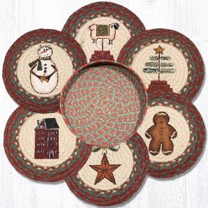 Earth Rugs Winter Trivets in Basket – 10"x10" Braided Jute Seasonal Table Mats with Decorative Storage - 1 of 3