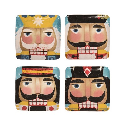 Transpac Ceramic Nutcracker Plate Set of 4 Christmas Home Decorations
