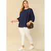Agnes Orinda Women's Plus Size Stylish Tie Neck 3/4 Ruffle Sleeves Work Office Blouses - 3 of 4