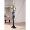 Franklin Iron Works Gardena Rustic Tree Floor Lamp 65 1/2" Tall Powder Coated Black 3 Light Wavy Amber Art Glass Shade for Living Room Reading House - 2 of 4
